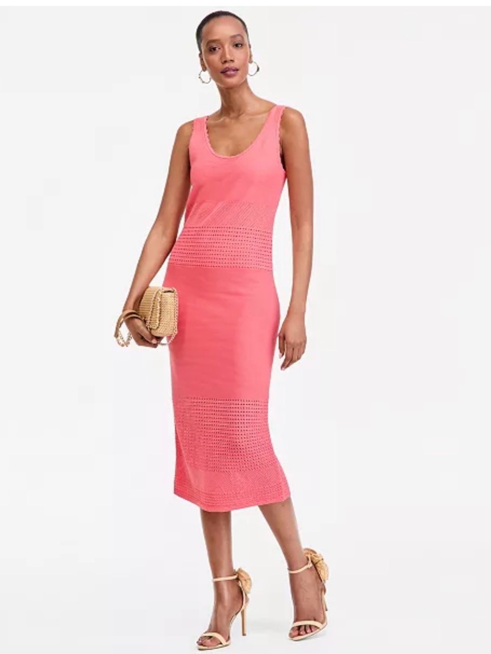 Sleeveless Open-Weave Sweater Dress